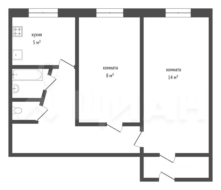 3-к кв. Татарстан, Казань ул. Лейтенанта Красикова, 18 (61.0 м) - Фото 1