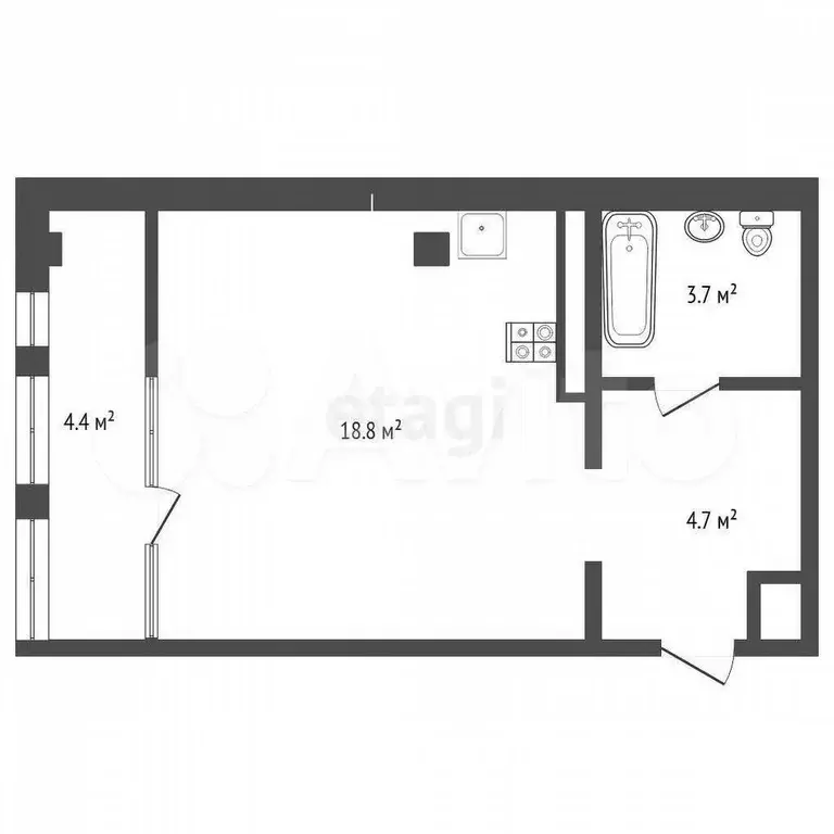Квартира-студия, 31,6 м, 10/16 эт. - Фото 0