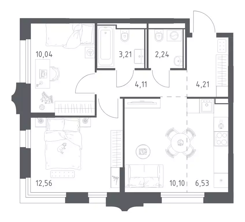 2-комнатная квартира: Красногорск, жилой комплекс Квартал Строгино, 3 ... - Фото 1
