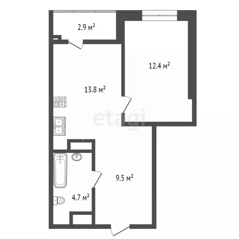 1-к кв. Тюменская область, Тюмень ул. Мельникайте, 38к1 (43.7 м) - Фото 0