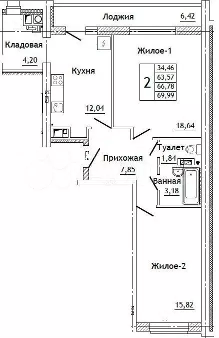 2-к. квартира, 70 м, 3/10 эт. - Фото 0