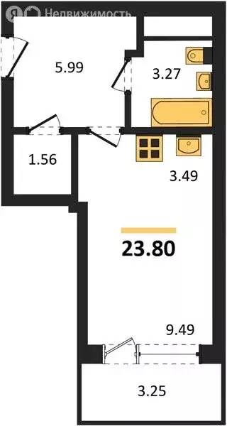 Квартира-студия: Новосибирск, улица Дуси Ковальчук, 242 (24 м) - Фото 0