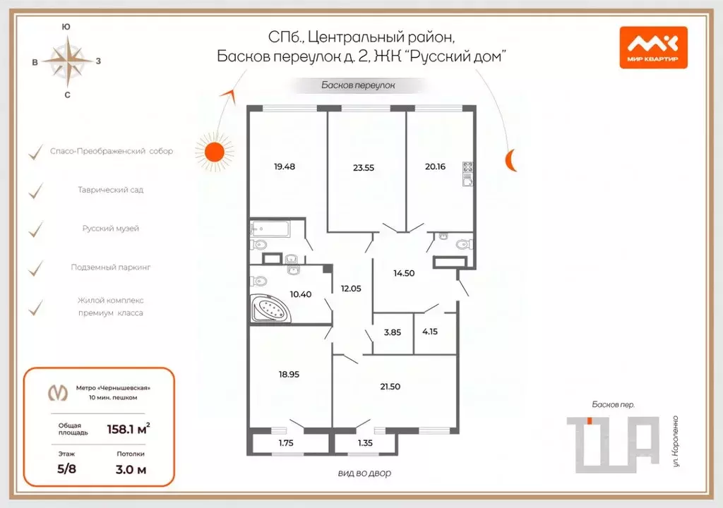 4-к кв. Санкт-Петербург пер. Басков, 2 (158.1 м) - Фото 2
