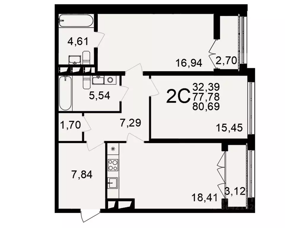 2-к кв. Тульская область, Тула пос. Горелки, Время жилой комплекс ... - Фото 1