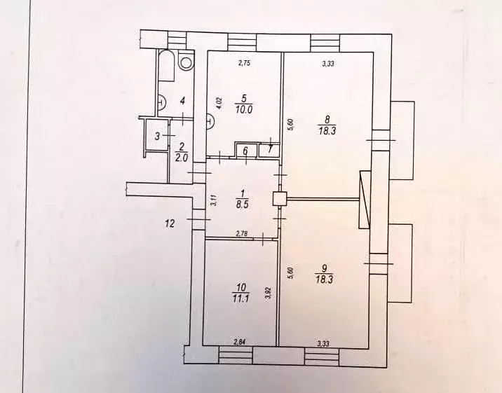 Квартира, 3 комнаты, 74.1 м - Фото 1
