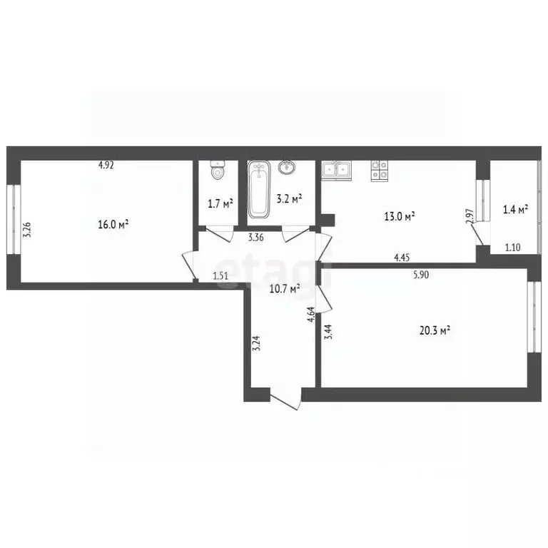 2-к кв. Ямало-Ненецкий АО, Тарко-Сале Пуровский район, ул. Геофизиков, ... - Фото 2