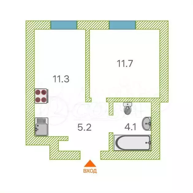 1-к. квартира, 32,4 м, 16/16 эт. - Фото 0