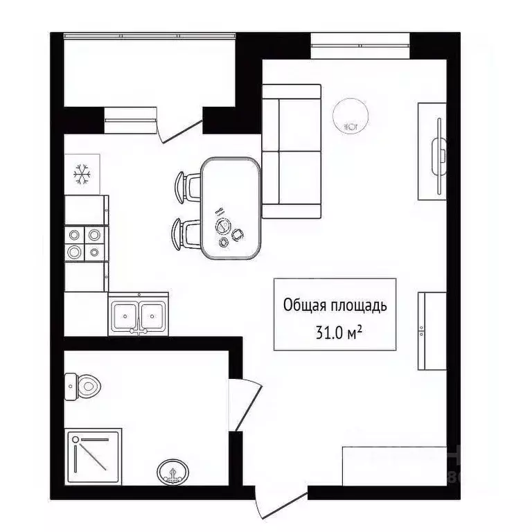 Студия Новосибирская область, Новосибирск Тайгинская ул., 39/1 (31.0 ... - Фото 2