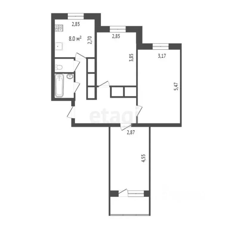 3-к кв. Ямало-Ненецкий АО, Новый Уренгой Мирный мкр, 3/4 (65.5 м) - Фото 2