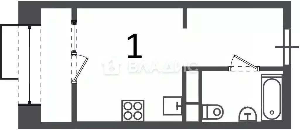 Студия Москва Клинская ул., 2А (22.0 м) - Фото 1