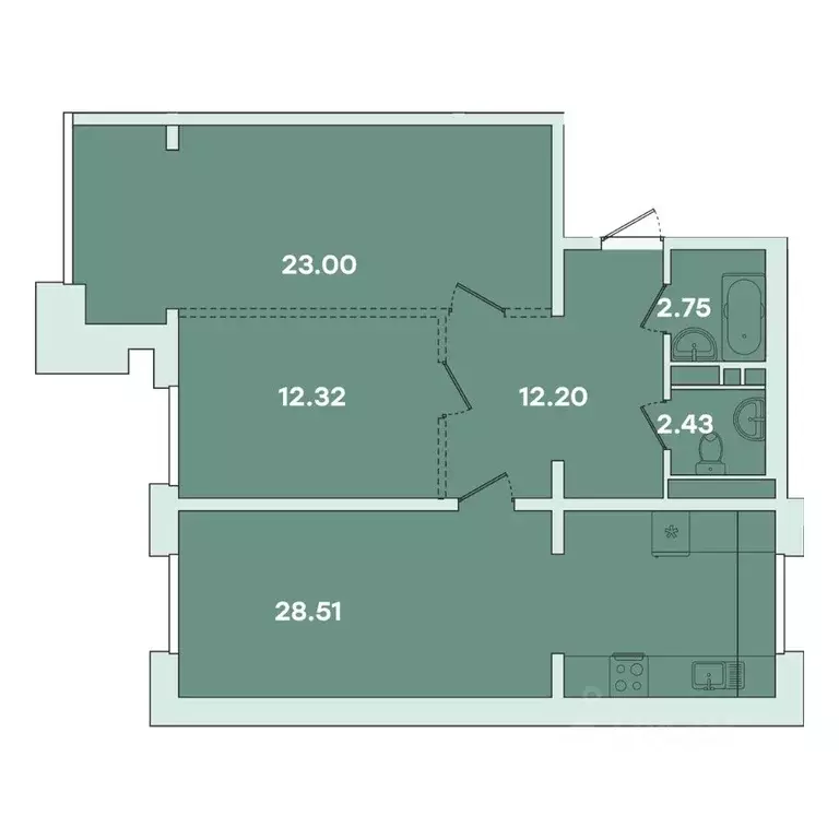 2-к кв. Иркутская область, Иркутск ул. Петрова, 16 (81.2 м) - Фото 1