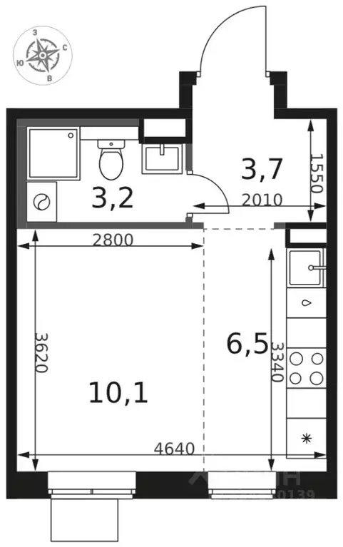 Студия Московская область, Химки Клязьма-Старбеево мкр, Международный ... - Фото 1