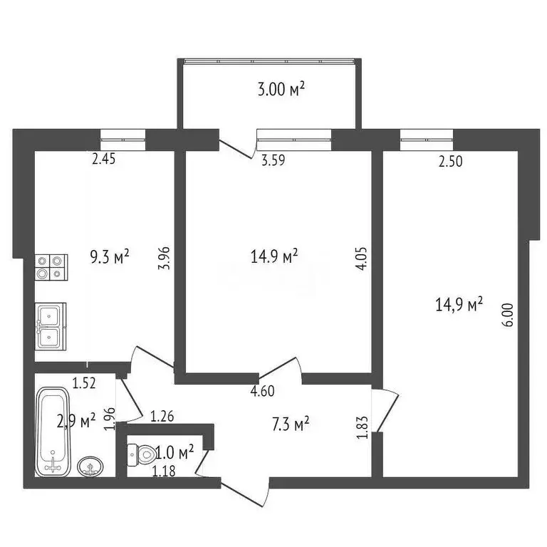 2-комнатная квартира: Ишим, Казанская улица, 111А (50.3 м) - Фото 0