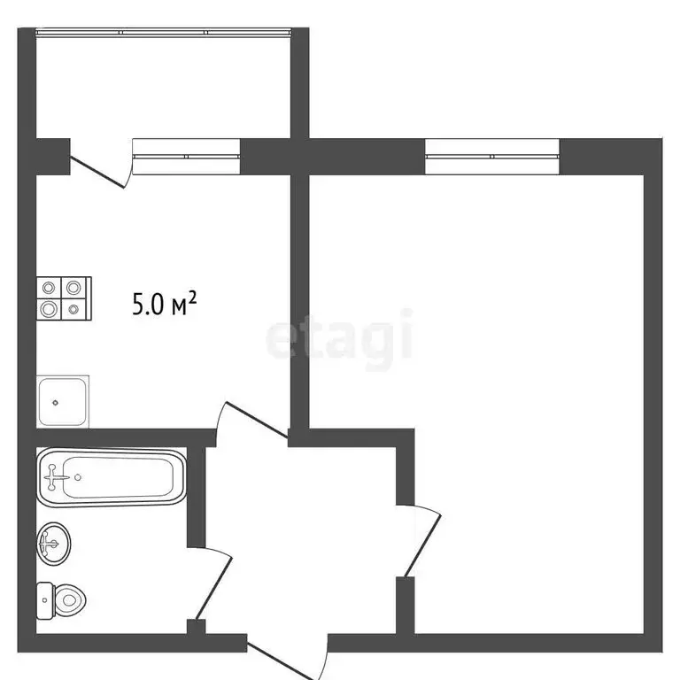 1-комнатная квартира: Самара, улица Василия Татищева, 3 (29.9 м) - Фото 1