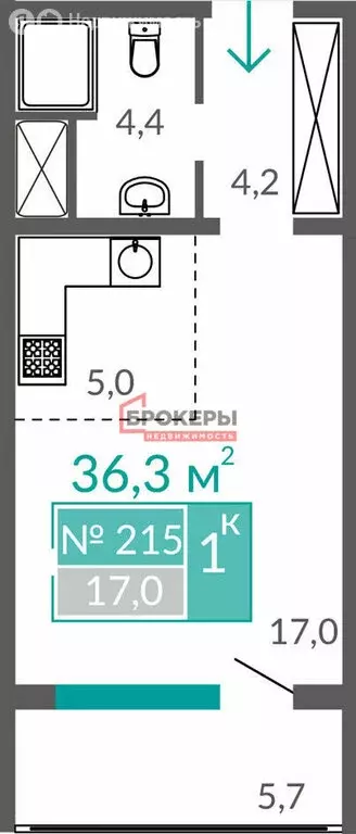 1-комнатная квартира: Евпатория, Симферопольская улица, 2Ц (36.3 м) - Фото 1