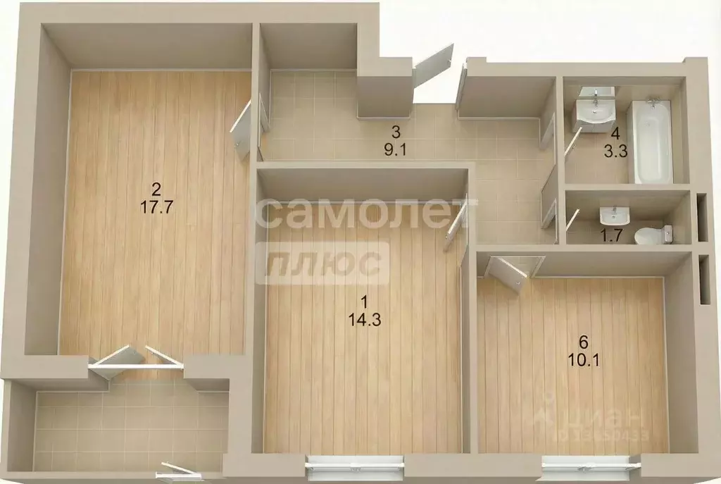 2-к кв. Ульяновская область, Ульяновск ул. Герасимова, 25 (56.2 м) - Фото 2