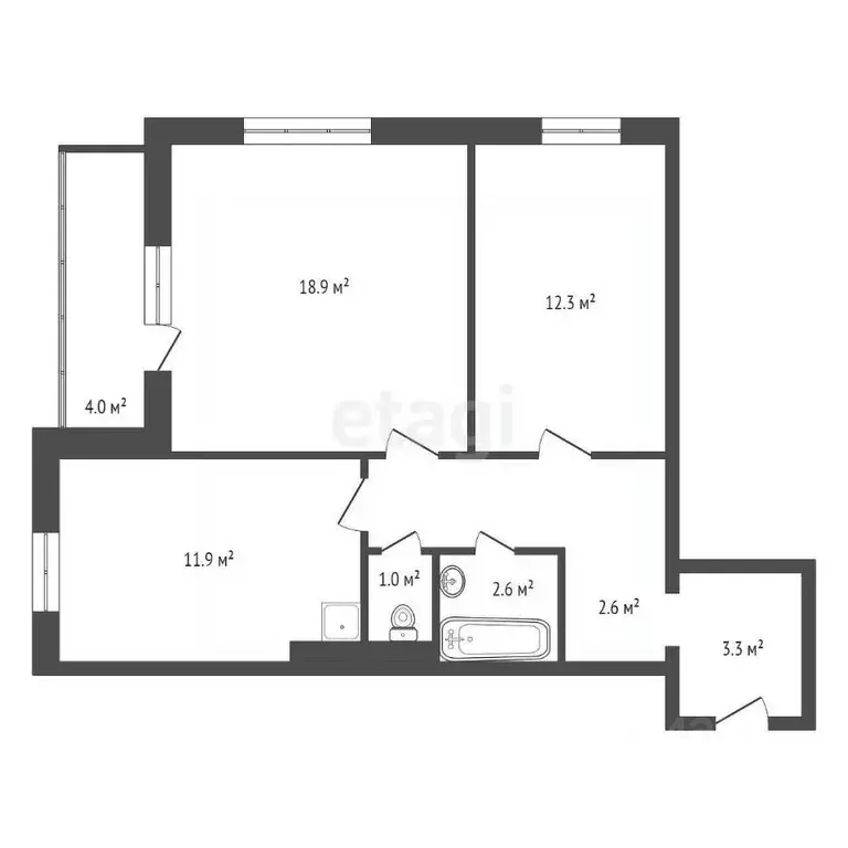 2-к кв. Красноярский край, Красноярск Свердловская ул., 6Д (58.0 м) - Фото 2