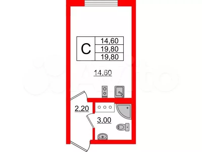 Квартира-студия, 19,7 м, 8/23 эт. - Фото 0