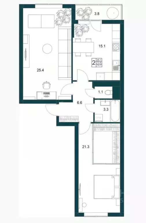 2-к кв. Липецкая область, Липецк Минская ул., 6Б (75.0 м) - Фото 1