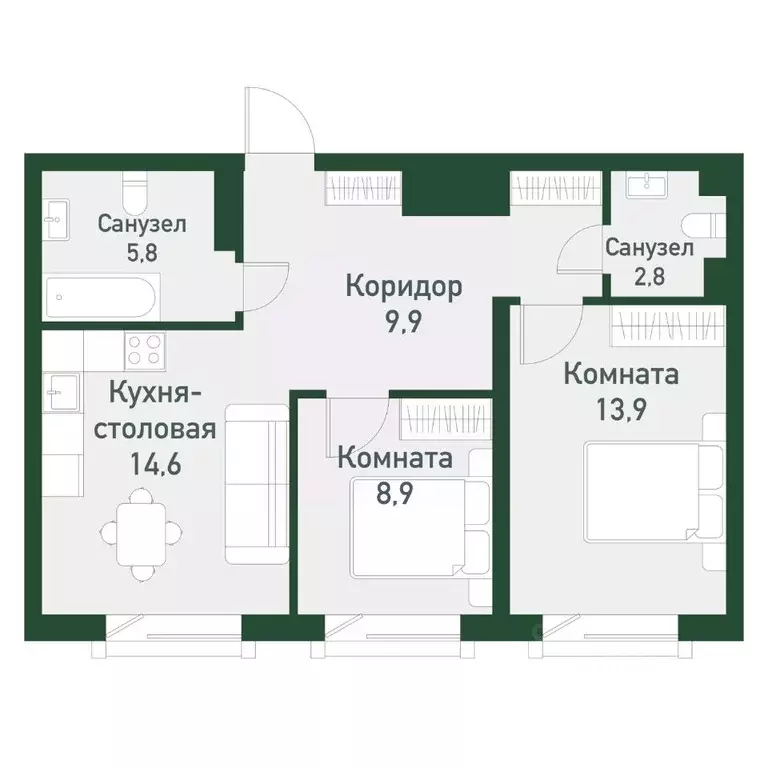 2-к кв. Челябинская область, Челябинский городской округ, пос. ... - Фото 0