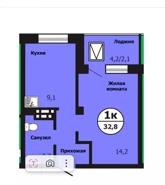 1-комнатная квартира: Красноярск, улица Лесников, 51 (32.8 м) - Фото 0