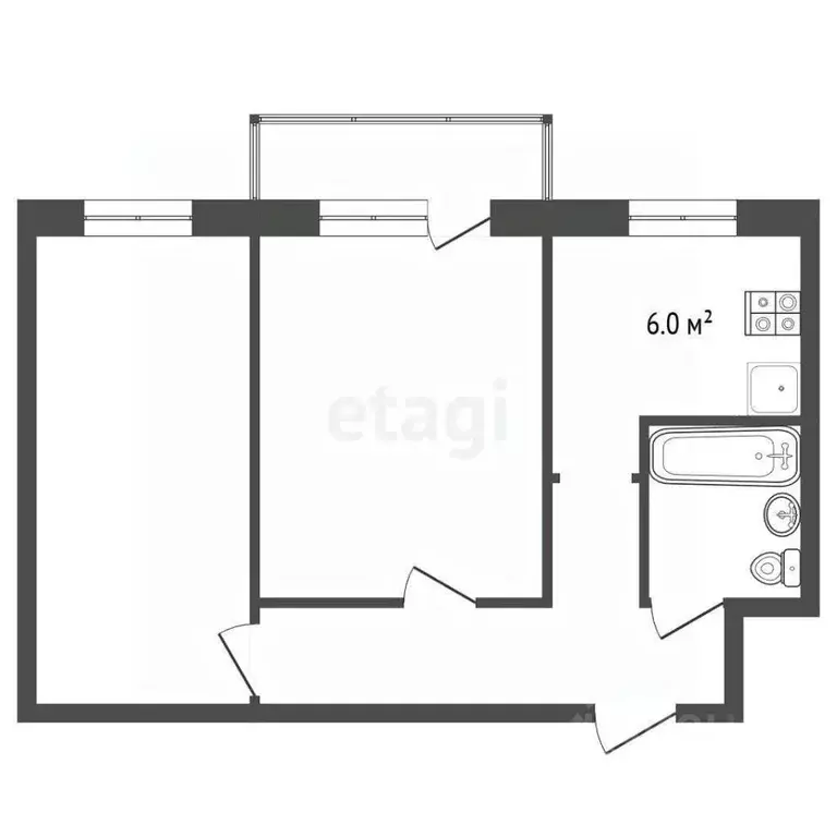 2-к кв. Владимирская область, Муром ул. Чкалова, 2Б (41.0 м) - Фото 2