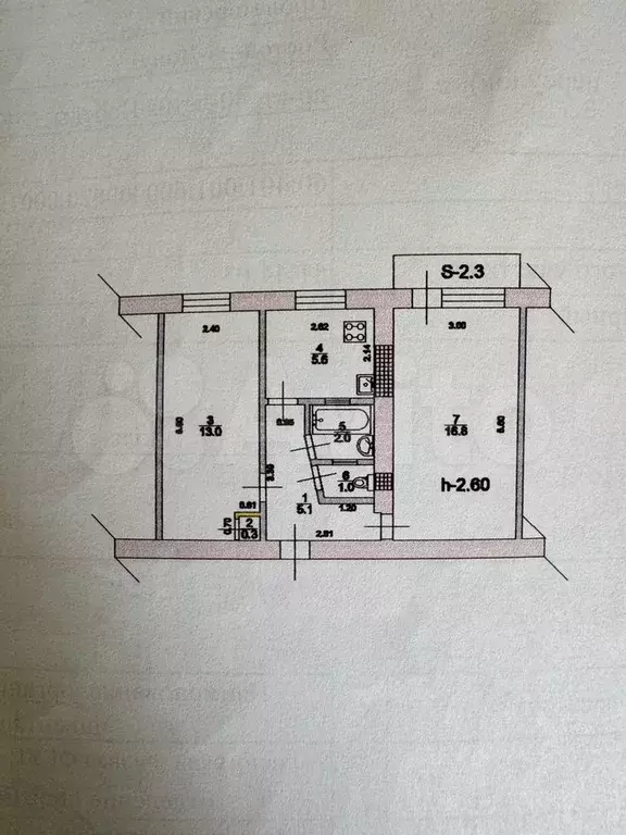 2-к. квартира, 44 м, 5/5 эт. - Фото 0