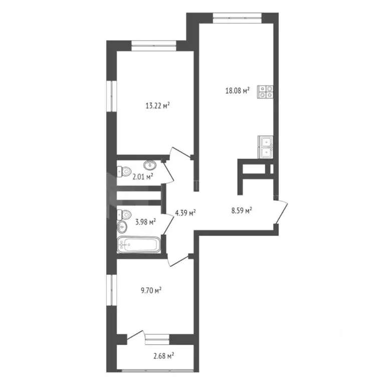 2-к кв. Тюменская область, Тюмень ул. Пожарных и Спасателей, 16 (62.65 ... - Фото 2