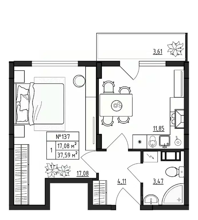 1-к кв. Ленинградская область, Гатчинский муниципальный округ, д. ... - Фото 1