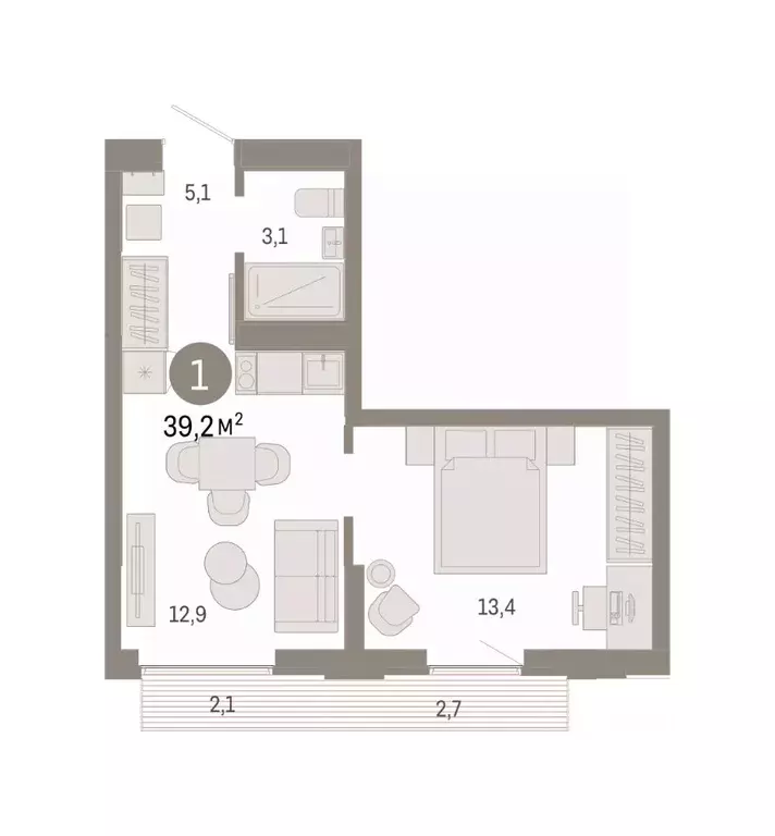 1-к кв. Свердловская область, Екатеринбург ул. Гастелло, 19А (39.16 м) - Фото 1