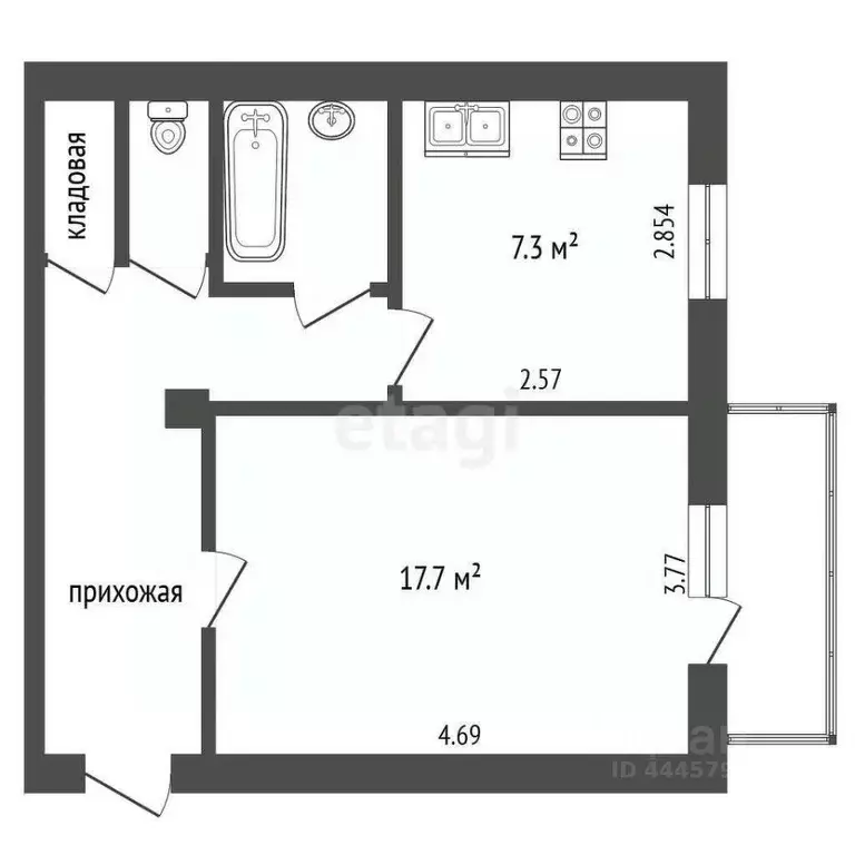 1-к кв. Челябинская область, Челябинск Псковская ул., 4 (33.1 м) - Фото 2