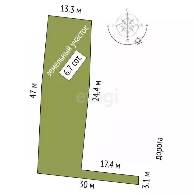 Участок в Ростовская область, Ростов-на-Дону пер. Поддубного (6.71 ... - Фото 2