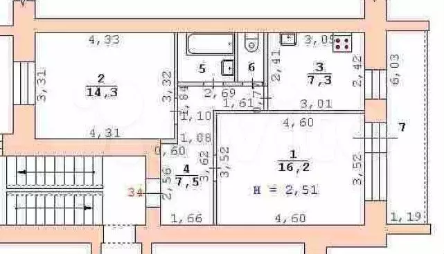 2-к. квартира, 49 м, 2/5 эт. - Фото 0