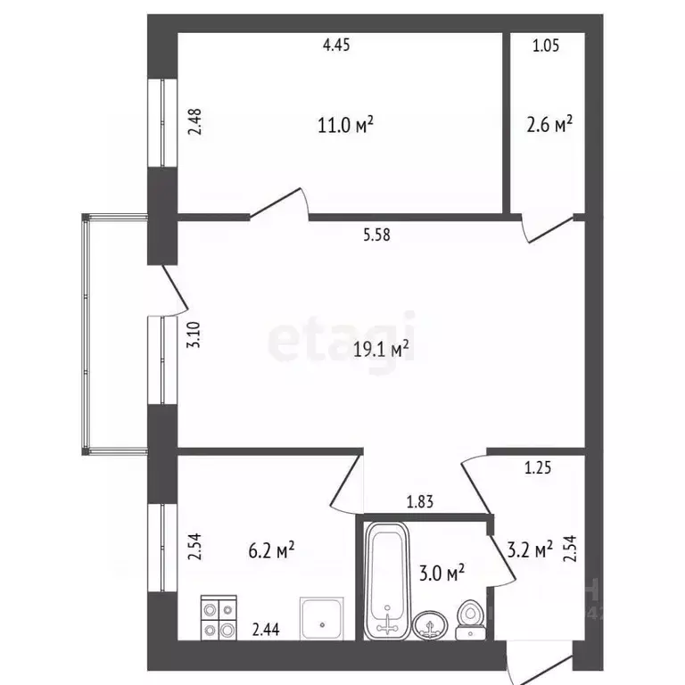 2-к кв. Забайкальский край, Чита Украинский бул., 28 (45.1 м) - Фото 2