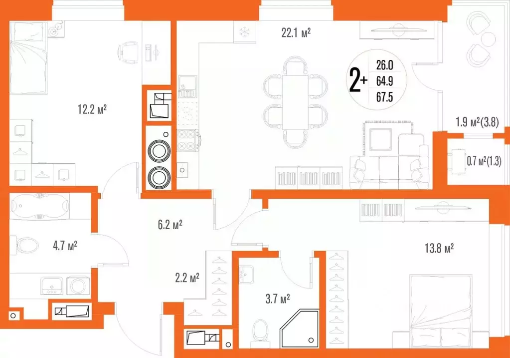 2-к кв. Астраханская область, Астрахань ул. Трофимова (67.5 м) - Фото 2