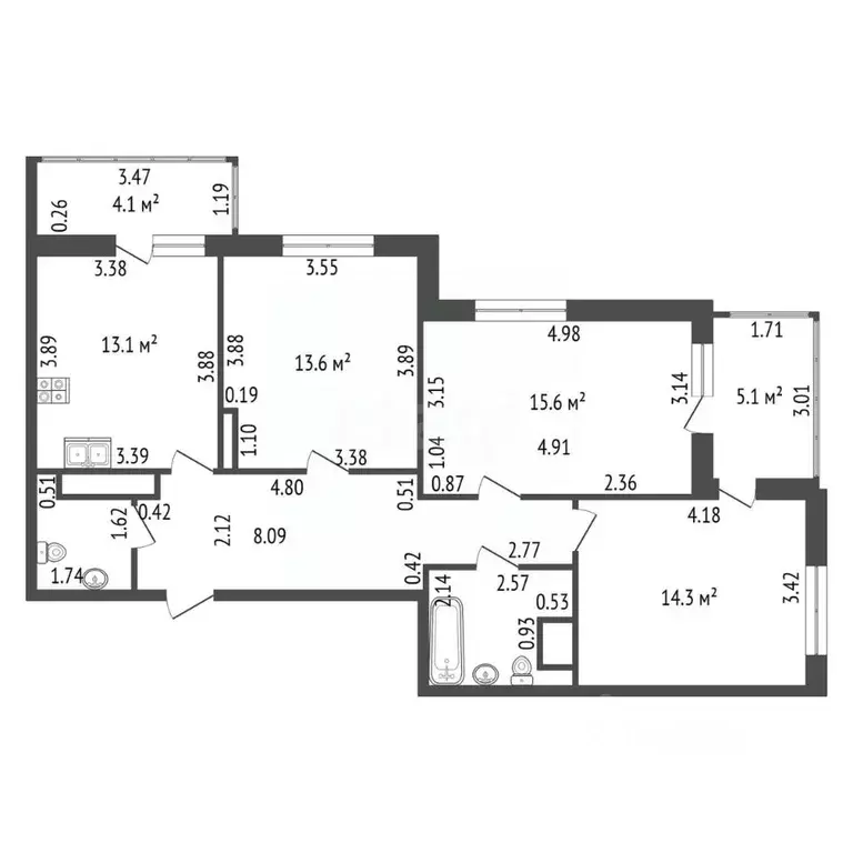 3-к кв. Санкт-Петербург просп. Героев, 35 (79.1 м) - Фото 2