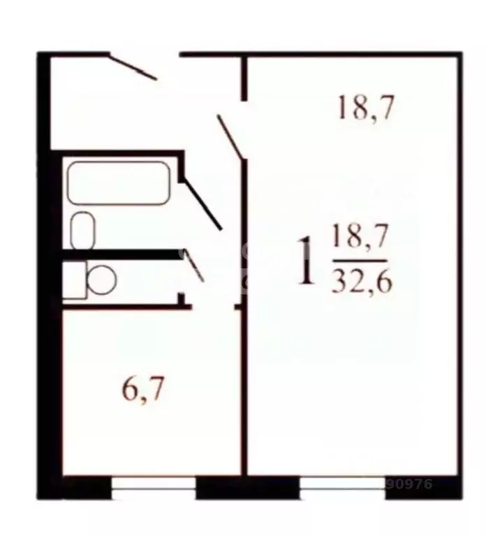 1-к кв. Москва ул. Исаковского, 24К1 (32.0 м) - Фото 1