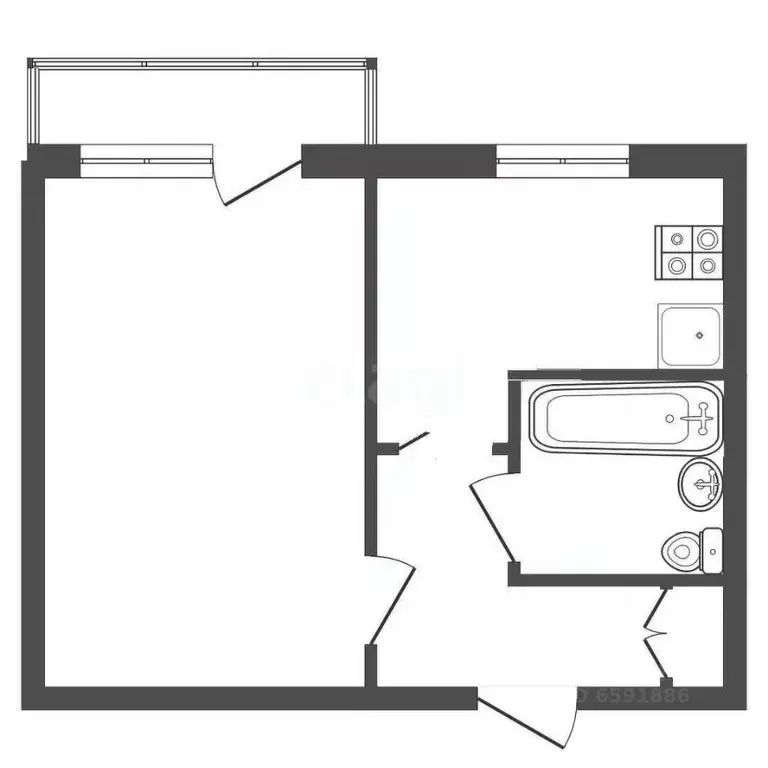 1-к кв. Тульская область, Тула ул. Кутузова, 16А (29.8 м) - Фото 0