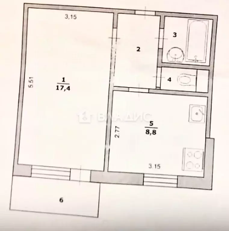 1-к кв. Белгородская область, Белгород ул. Есенина, 28 (35.0 м) - Фото 2