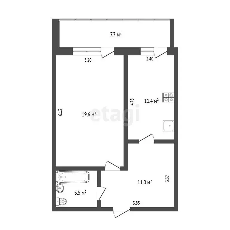 1-комнатная квартира: Тюмень, Широтная улица, 138 (45.5 м) - Фото 1