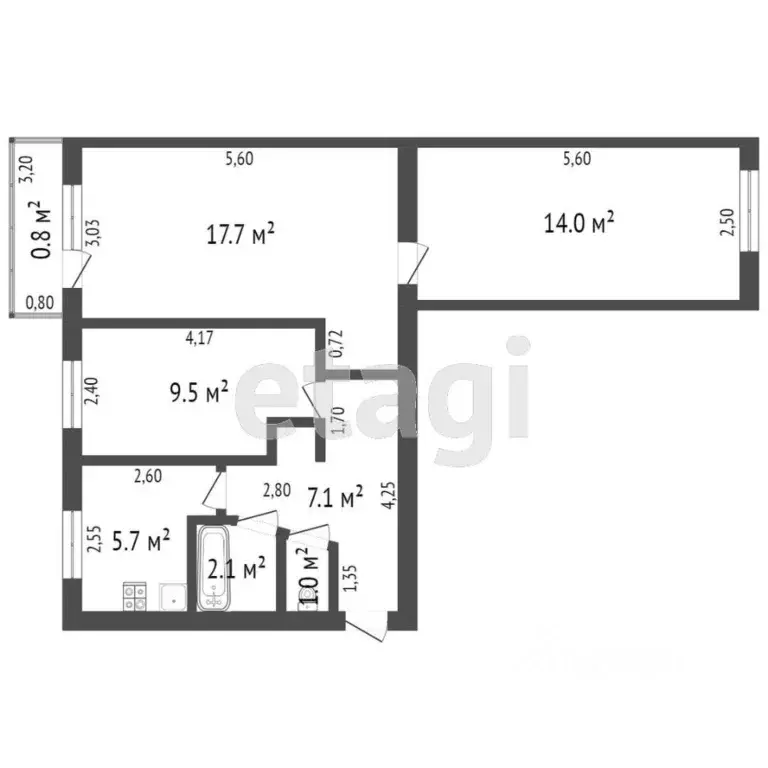 3-к кв. Башкортостан, Стерлитамак ул. Худайбердина, 150 (58.9 м) - Фото 1