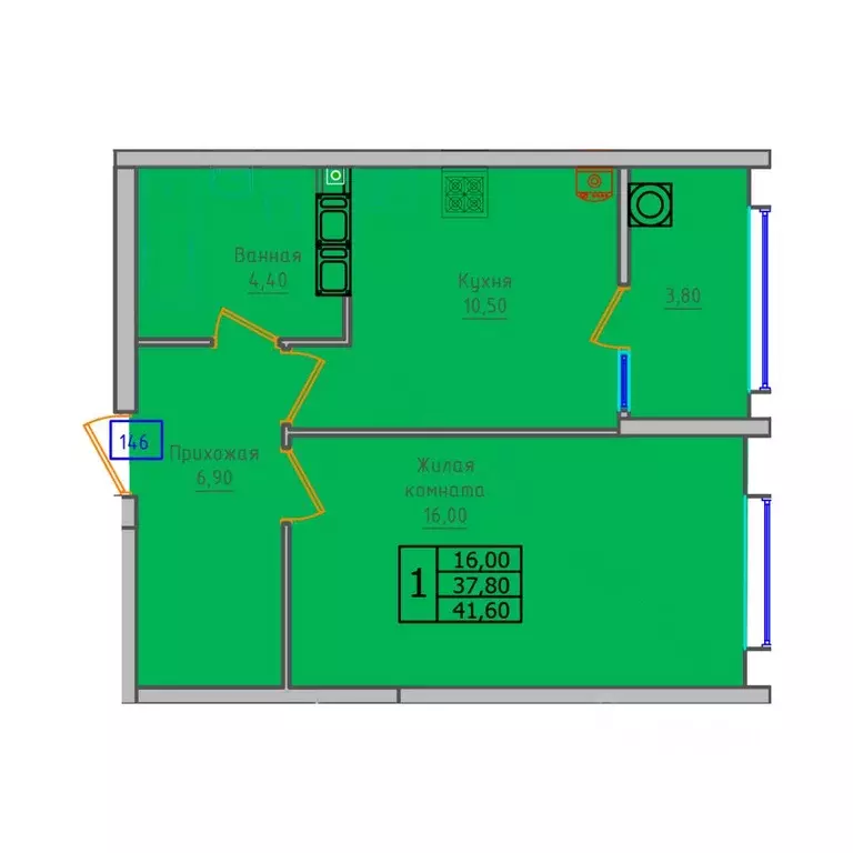 1-к кв. Ставропольский край, Ставрополь ул. 45-я Параллель, 52А (41.6 ... - Фото 1