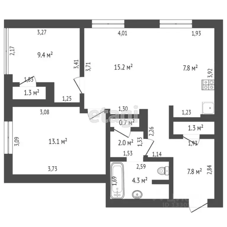 3-к кв. Омская область, Омск ул. Крупской, 13/4 (58.6 м) - Фото 1