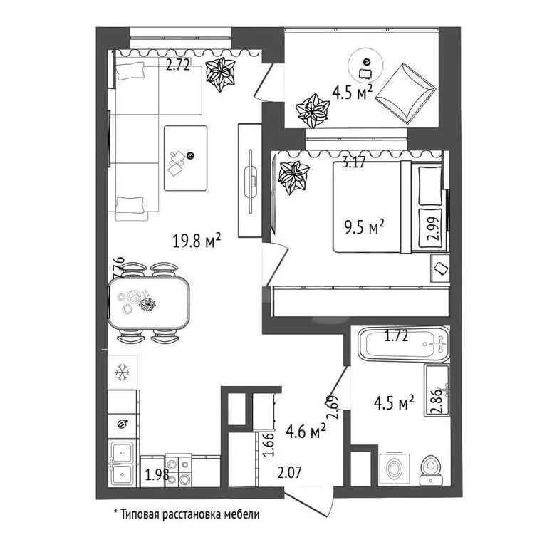 1-комнатная квартира: Тюмень, Краснооктябрьская улица, 12 (38.4 м) - Фото 1