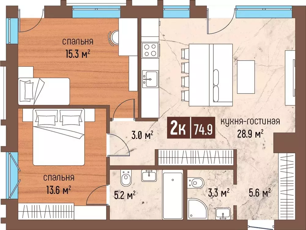 2-к кв. Калининградская область, Светлогорск Ольховая ул., 32к5 (74.9 ... - Фото 0