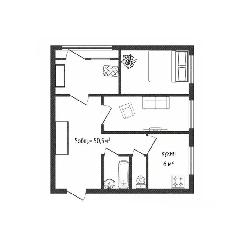 3-к кв. Брянская область, Брянск ул. Репина, 13 (50.5 м) - Фото 1