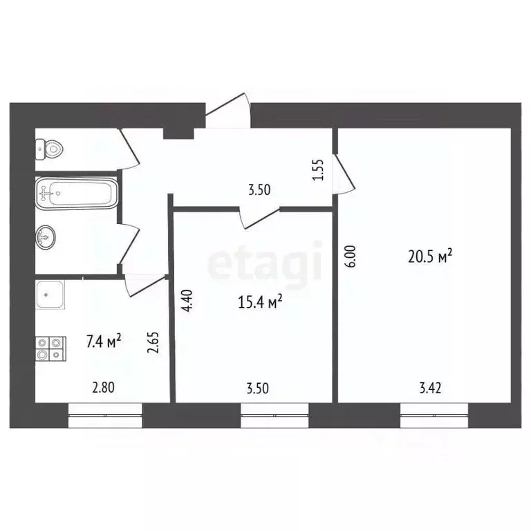 2-к кв. Москва ул. Трофимова, 24К2 (56.7 м) - Фото 1