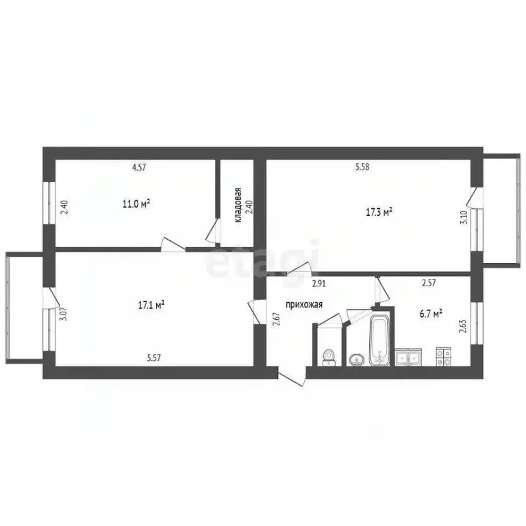 Комната Севастополь, Севастополь, Инкерман г. ул. Менжинского, 21 ... - Фото 2