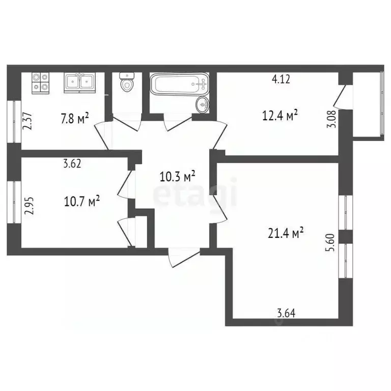 3-к кв. Вологодская область, Вологда ул. Герцена, 118 (67.8 м) - Фото 2