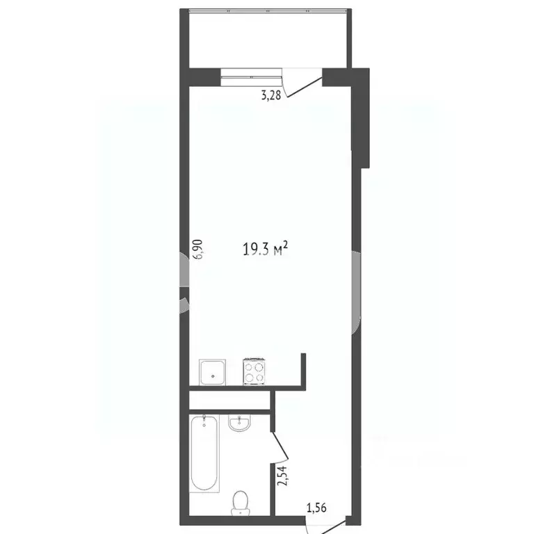 Студия Воронежская область, с. Новая Усмань ул. Раздольная, 1 (26.4 м) - Фото 2